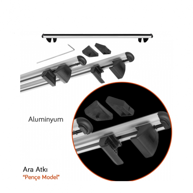 Alüminyum Pençe Model Tavan Barı Ara Atkı Krom 120cm