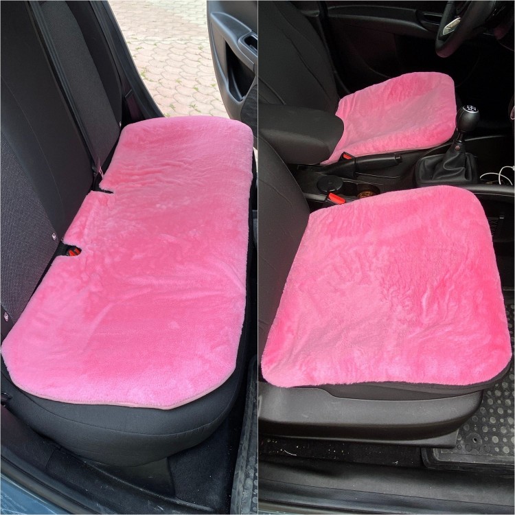 Yumuşak Peluş Oto Aksesuar Seti Şeker Pembe