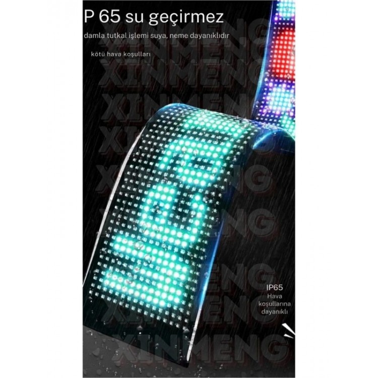 Led Matrix Panel Küçük Boy Dijital Kayar Rgb Ekran Kumandalı Mobil Uygulamalı 37 X 9 cm