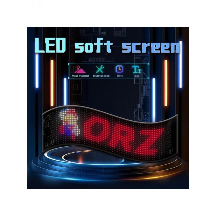 Led Matrix Panel Küçük Boy Dijital Kayar Rgb Ekran Kumandalı Mobil Uygulamalı 37 X 9 cm