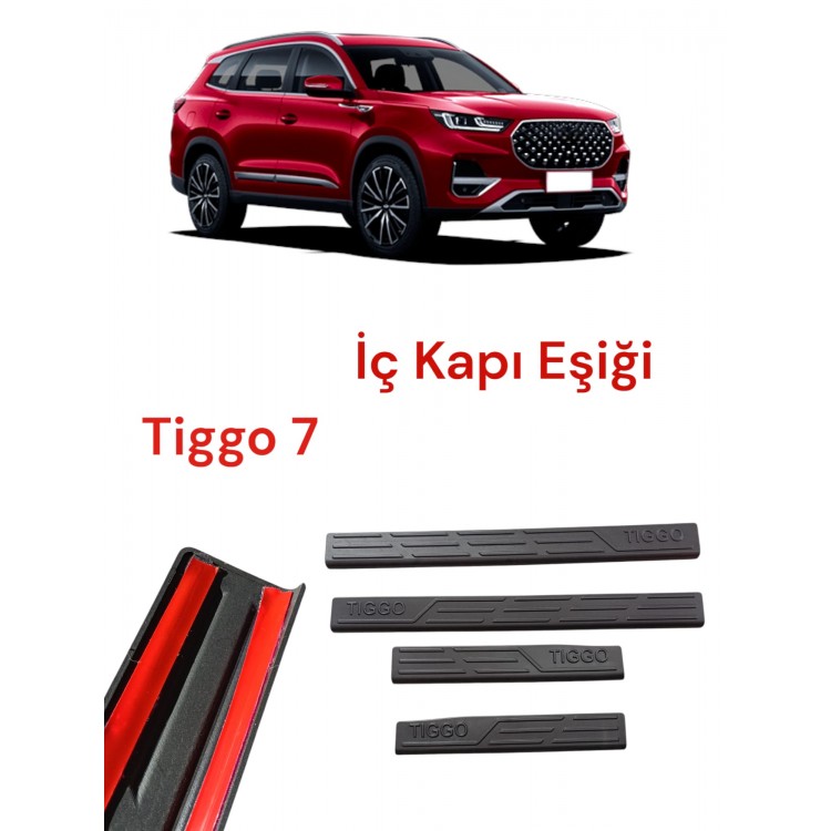 Chery Tiggo 7 Plasik Yapışkanlı Araba Kapı Eşiği 4'lü Siyah