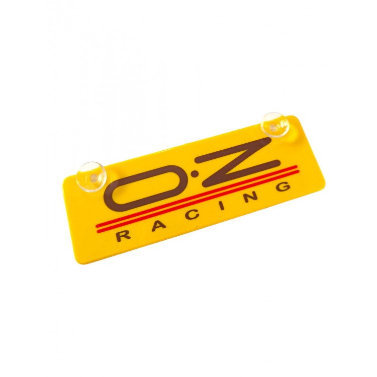 O.Z Racing Sarı Dekor Plaka Vantuzlu Cam Süsü 22x7.5cm